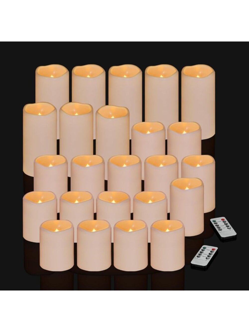 Flameless Pillar Candles Set - Battery Operated, Flickering, Remote Timer, 24
